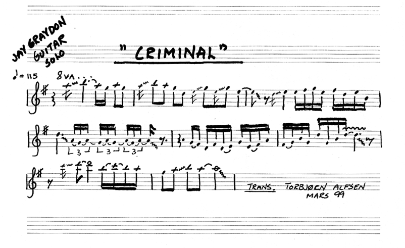 CRIMINAL. - Guitar Solo 
Transcription